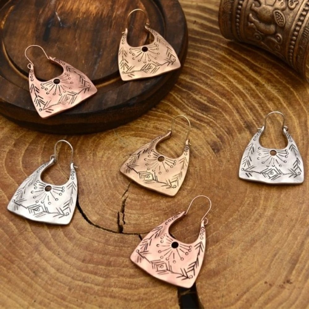 Boho Dangle Earrings Hammered Statements